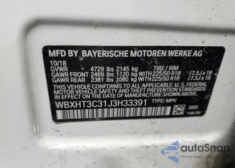2018 BMW X1 xDrive28I from USA, damaged, VIN WBXHT3C31J3H33391